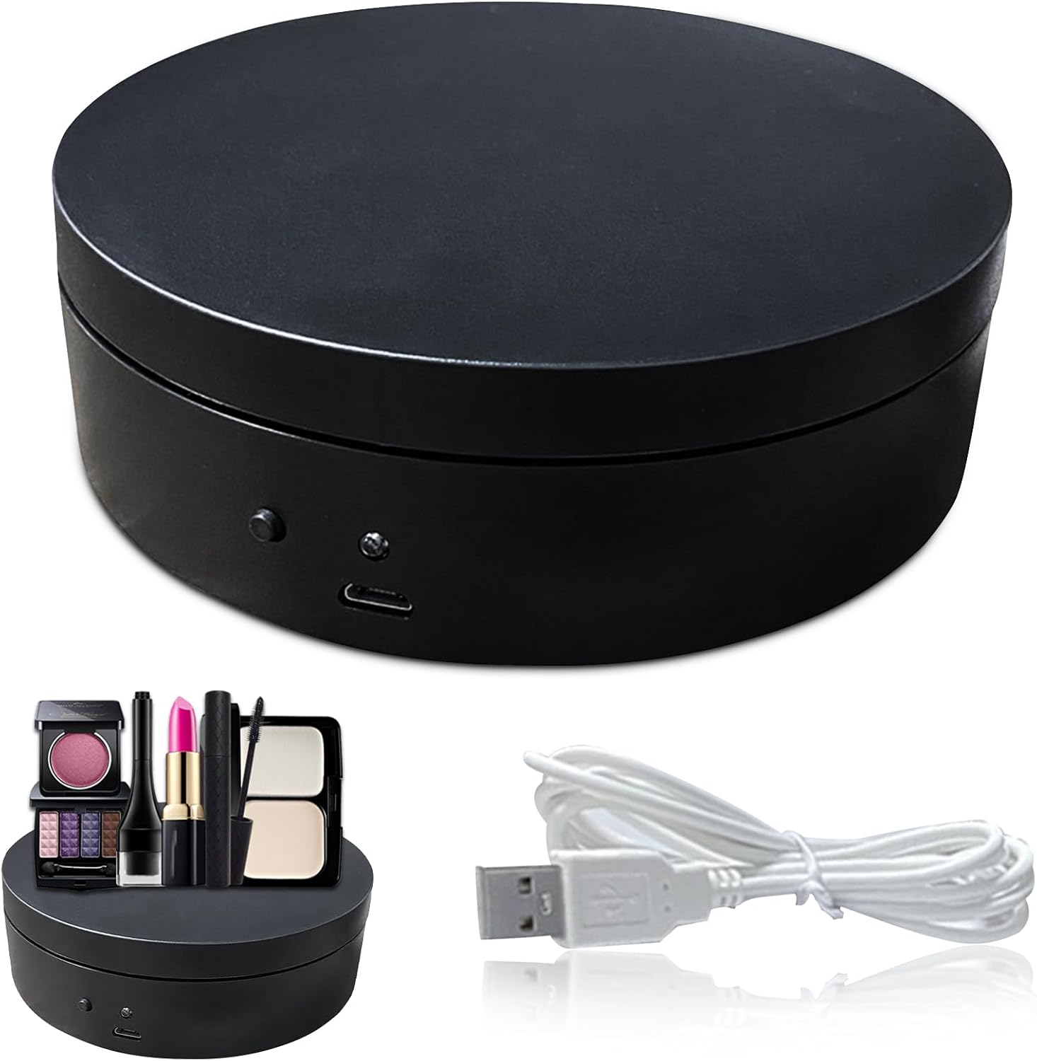 Electric Rotating Display Stand, 360 Degree Motorized Rotating Turntable Display Stand with USB Power Cable for Photography Products and Shows, Jewelry, Watch, 3D Models(COLOR:Black)
