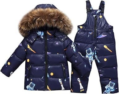 Niño Niña Conjunto de Esquí, Chaqueta con Capucha + Pantalón de Esquí 2  Piezas Impermeable Traje