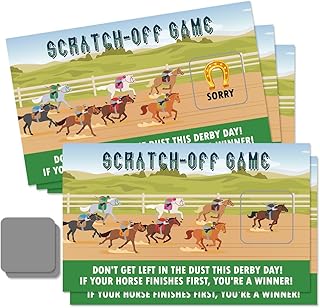 50 Psc Horse Racing Theme Scratch off Game Cards, Horse Race Scratch Cards for Baby Shower Birthday Party, Group Games Enterprises Activity, Kentucky Horse Derby Supplies, Derby Day Supply