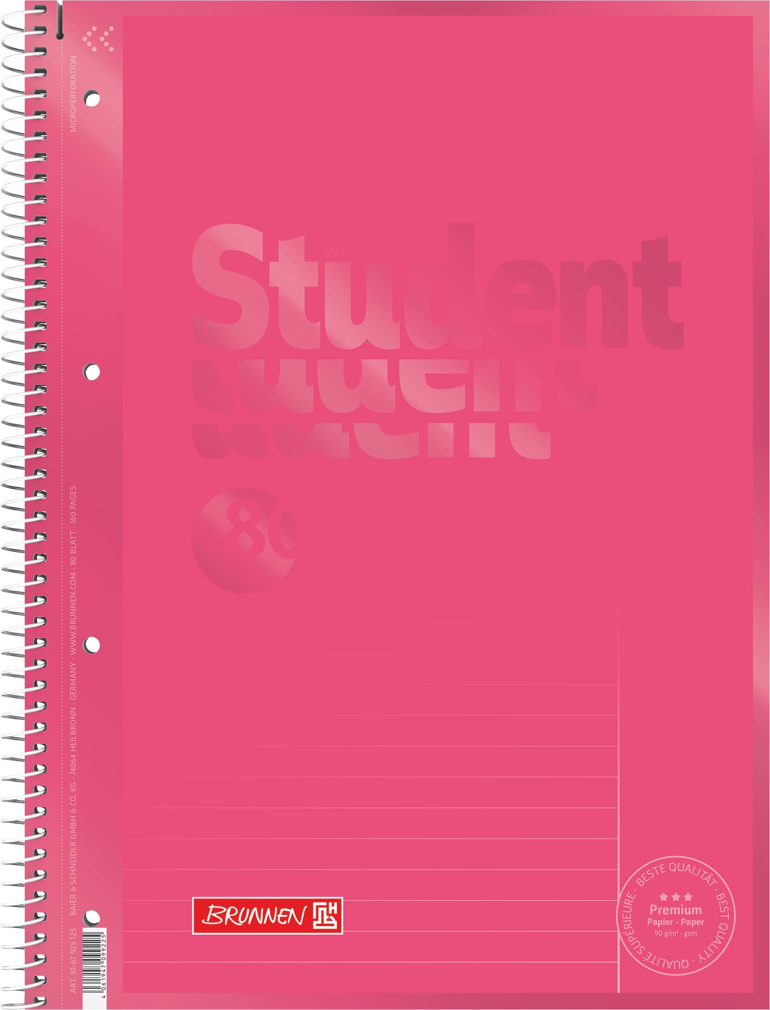 Brunnen College Notepad Premium Student Colour Code A4 Cover Sheet: Tulip