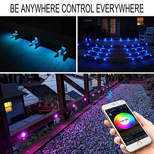 Fvtled Bluetooth Control Recessed Deck Lighting Set, 30Pcs Φ1.22 Low Voltage Rgb Step Lights App & Remote Control In-Ground Lighting Waterproof Outdoor Yard Path Stair #TOP6