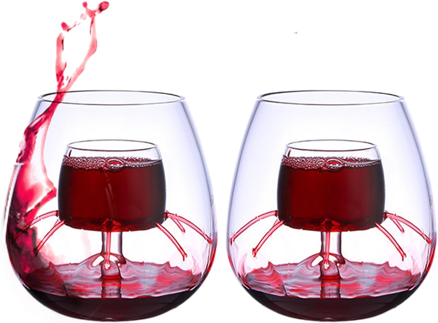 Aerating Wine Glass | Aerating Decanter Set - Flat Bottom and Goblet Wine Glasses Decanter for Party, Home, Offices, Hotel