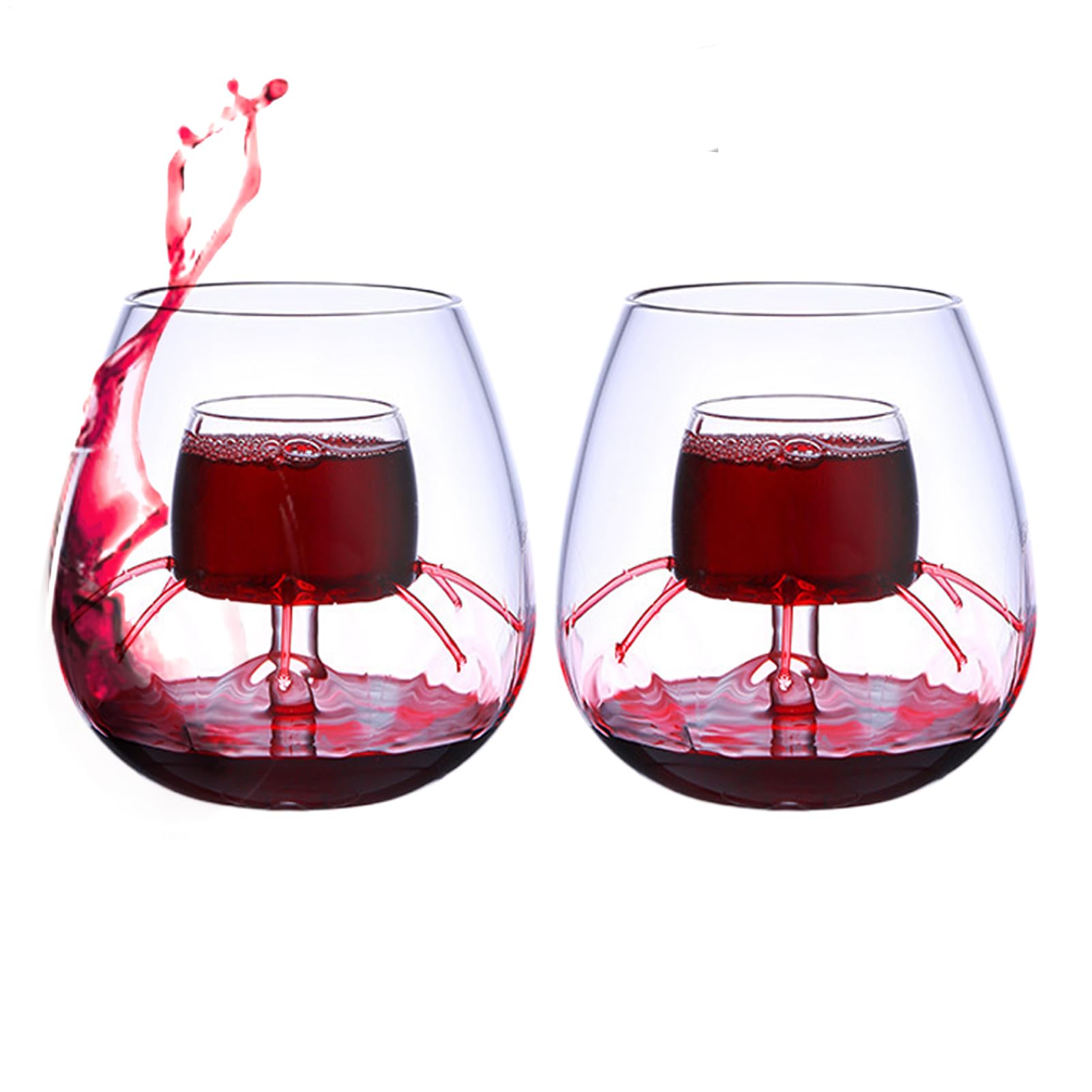 Aerating Wine Glass | Aerating Decanter Set - Flat Bottom and Goblet Wine Glasses Decanter for Party, Home, Offices, Hotel