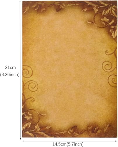 Miniatura 6 de R WELL Juego de papel y sobres vintage, 64 hojas de papeles de papelería antiguos + 20 sobres, papel de papelería de escritura de doble cara, sobres