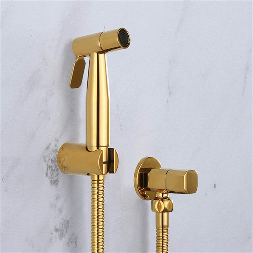 CWCQGH Toilet Bidet Faucets Rose Gold Brass Single Cold Bathroom Toilet Shower Blow-Fed Spray Gun Nozzle Anal Cleaning Ass Bidet Dusche Shattaf,Set 1