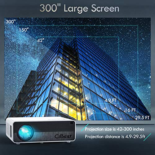 Projector,CiBest Q9 Native 1080P HD Video Projector 6800 Lux, up to 300\" Image 2K Supported,Display Ideal for PPT Business Presentations Home Theater Entertainment Parties Games