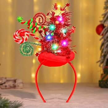 Diadema Navideña Con Luces LED – Árbol De Navidad Brillante Con Estrella – 3 Modos De Parpadeo – Para Mujer, Niña Y Fiestas
