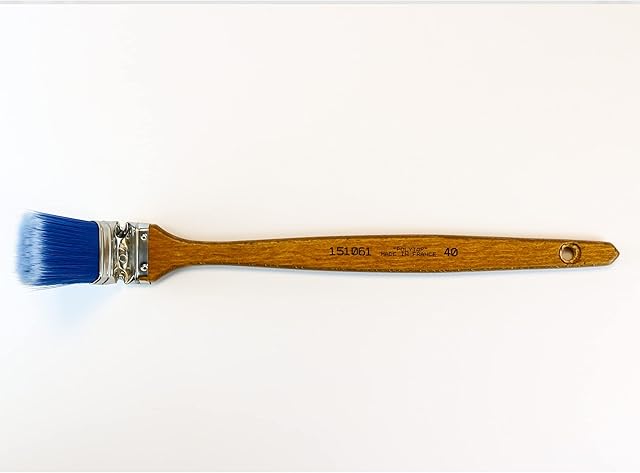 Polypropylene Blue Angled Radiator Tail Brush 40 mm / Made in France / Eco-Responsible / Ideal for Reaching Inaccessible Corners Easily, Handmade, Reusable, Varnished Wood