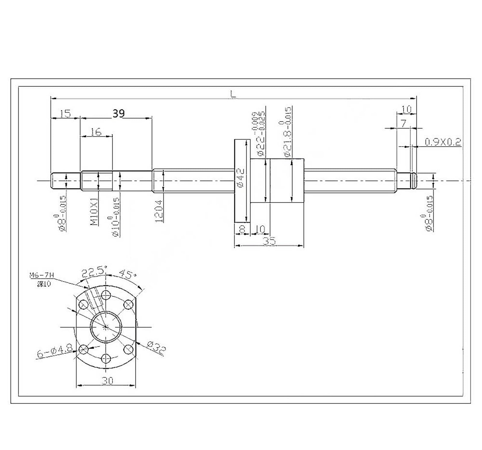 Tuerca de tornillo de bola de metal SFU1204 150 200 250 300 350 400 450 500 550 mm Husillo de bolas con brida 1204 Tuerca de bolas simple BK/BF10 Extremo mecanizado for CNC Mile(200mm)
