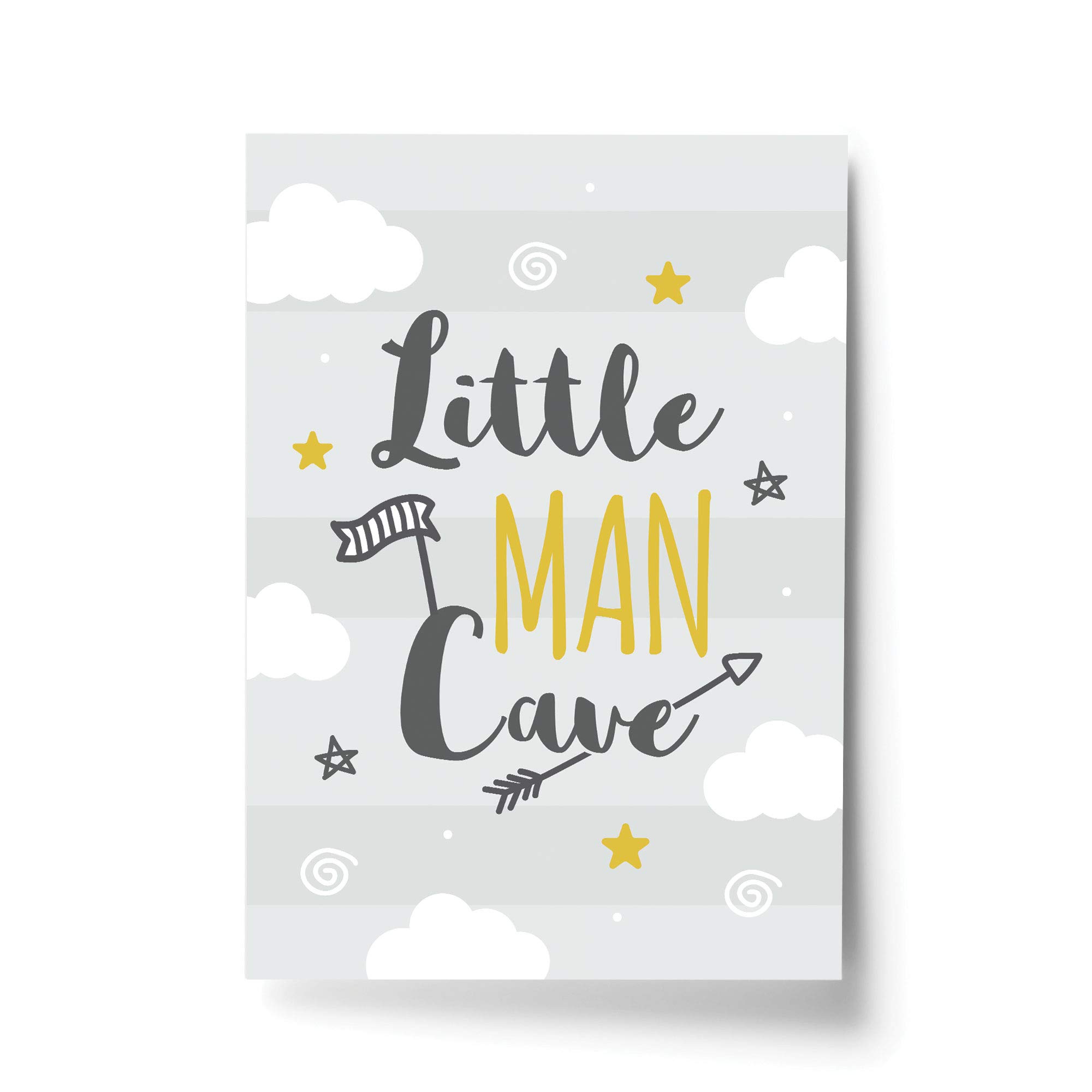RED OCEAN Yellow Nursery Print For Nursery/Baby Room/Bedroom Wall Art Gift/Baby Shower Gifts (A4 Print Only - Little Man Cave Grey Yellow)