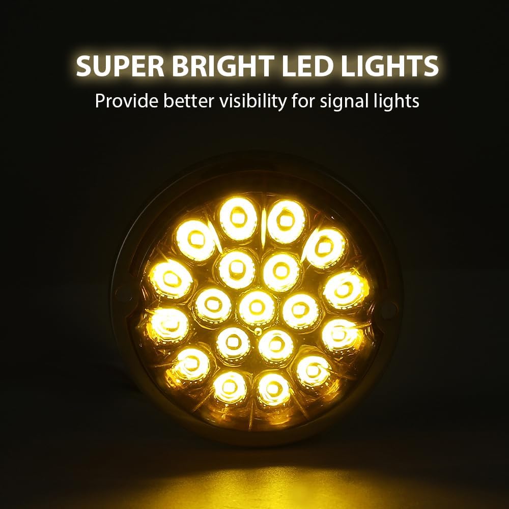 ALLGOOD Marker Turn Signal Light, Yellow Lens Warm White LED Watermelon Marker W/Base (19 LED) Universal