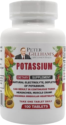 Peter Gillham's Life Essentials - Tabletas de gluconato de potasio de 595 mg, 100 tabletas, compatible con el equilibrio de electrolitos, fabricado