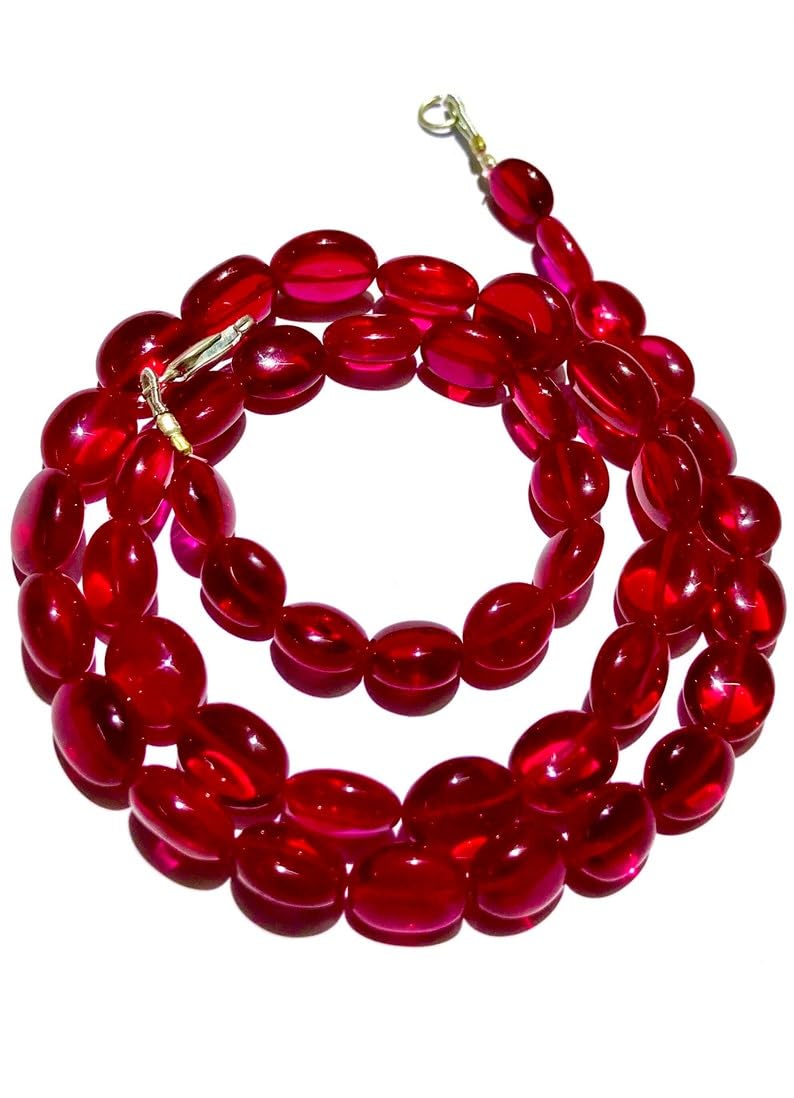 Perles ovales en corindon rubis naturel pour fabrication de bijoux collier et bracelet DIY