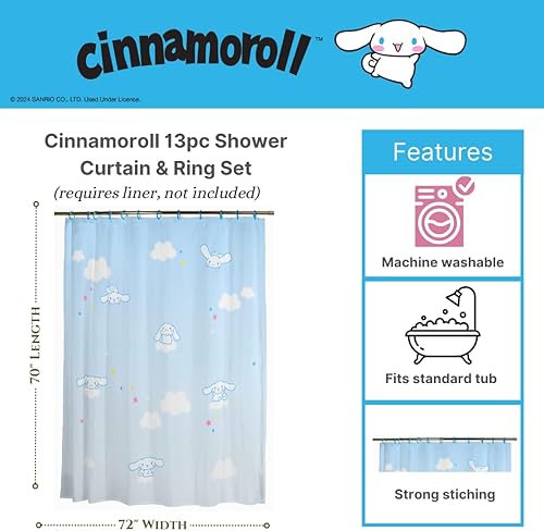 Miniatura 146 de Franco Juego de cortina de ducha y anillos de 13 piezas de Peanuts (producto 100% oficial)