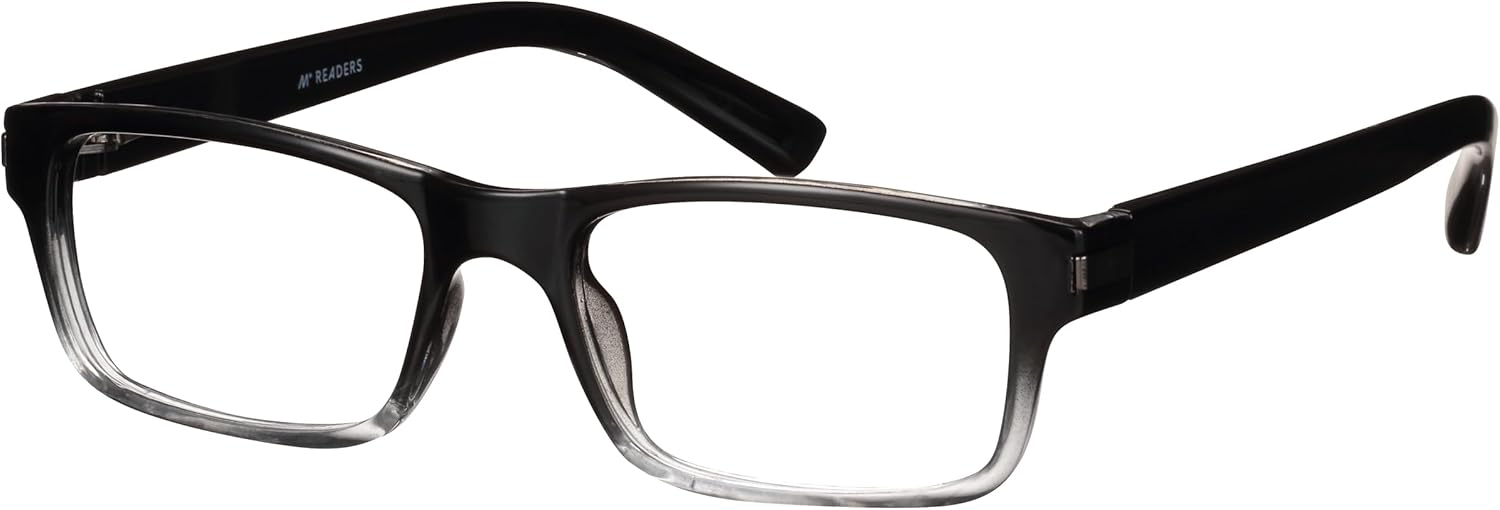 M+ James Readers, Blue Light Blocking Glasses for Men, Reading Glasses, Crystal Gray, Pack of 2