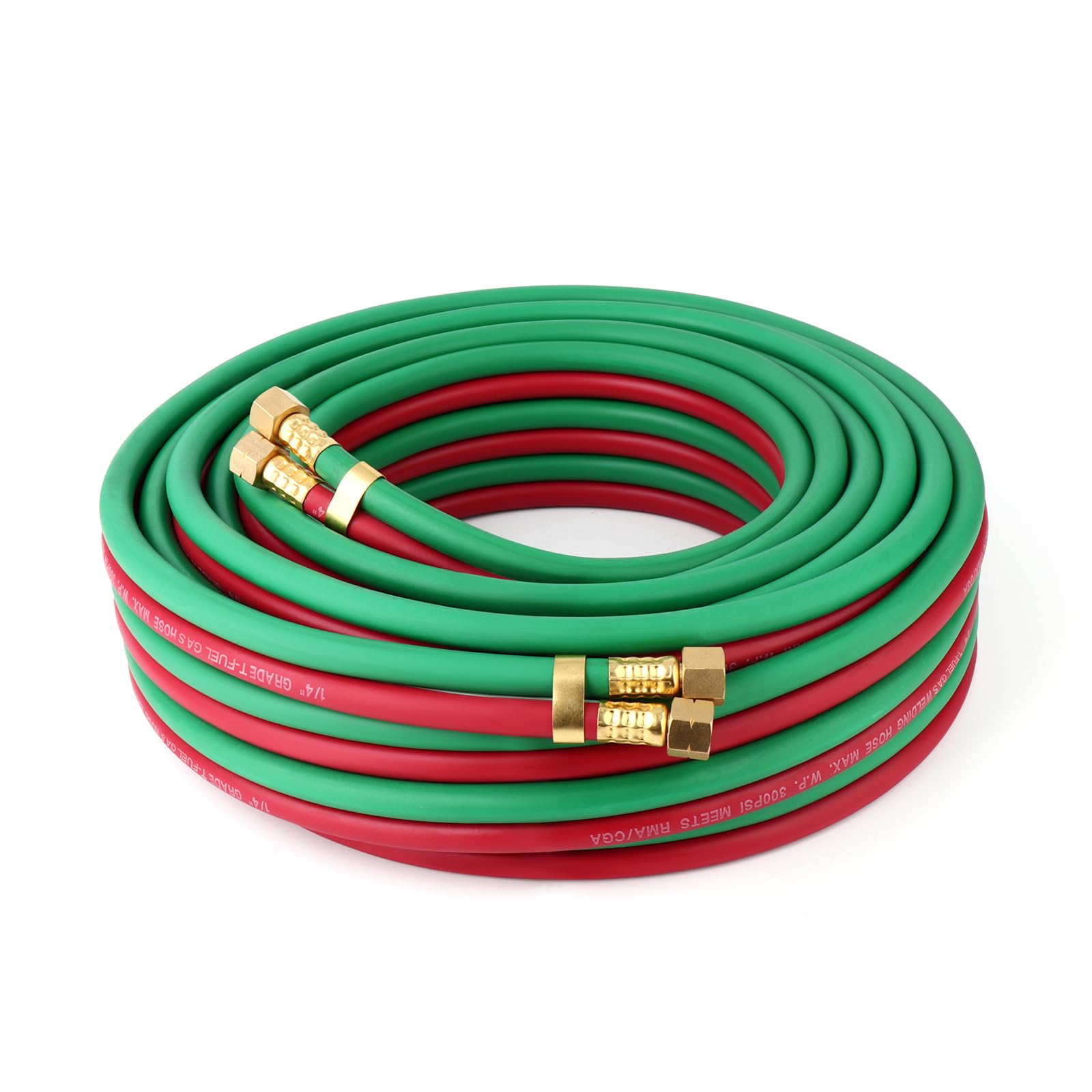 GASHER 1/4" x 50FT Oxygen Acetylene Twin Hose 9/16" 18-B fittings Welding Cutting Torch Grade T