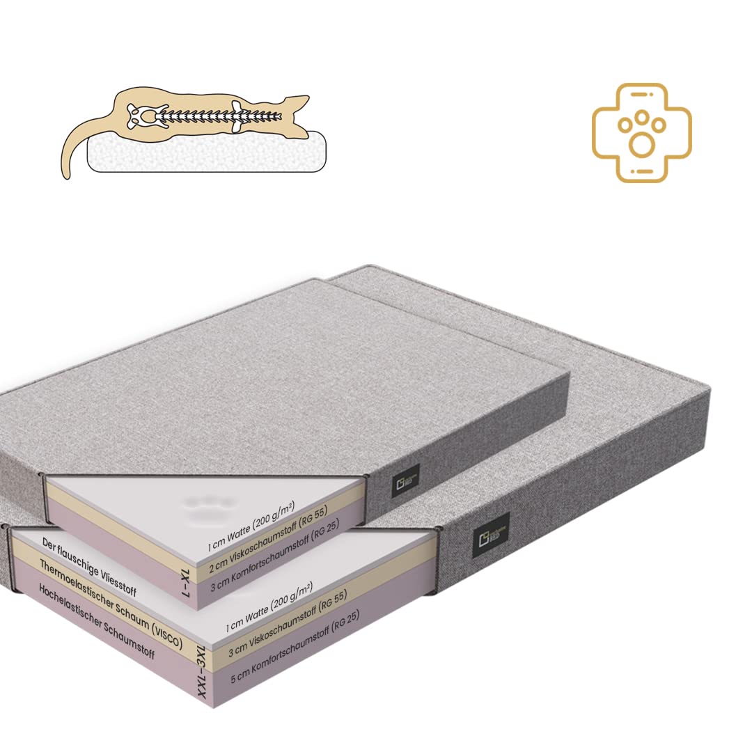 Orthopädisches Hundebett Eden Grosse Mittelgroße Kleine Hunde - Hundekissen Hundematte aus Öko-Leder + Alcantara-Stoff - Schmerzlindernd Abriebfest Reißfest (L, Braun-cremefarben)