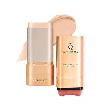 Foundation Stick Waterproof Natural Nude Makeup, Full Coverage Korean Makeup Skin Tint With Brush for All SkinIVORY,0.7 Oz / 20g