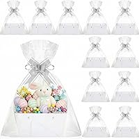 Vista 10 de Colarr Paquete de 12 cestas vacías de papel kraft para regalos, kit de cesta de regalo vacía con asa, bolsa de envoltura, lazo, bandeja de mercado