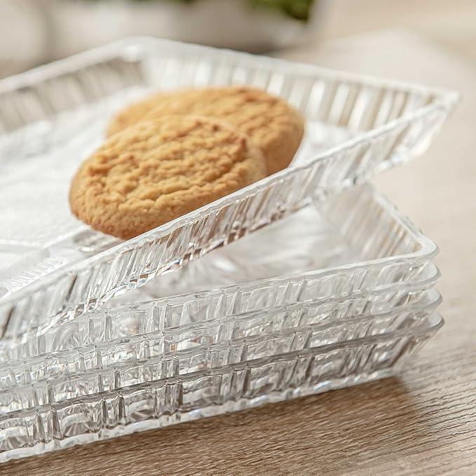 Image of PrimeWorld Plate Set of 2 pcs | Love Shape Bead Rim Decorative 12 inch Crystal Clear Glass Plates | Elegant Serving Plate for Dry Fruits, Sweets, Dinner Parties & Wedding Tableware