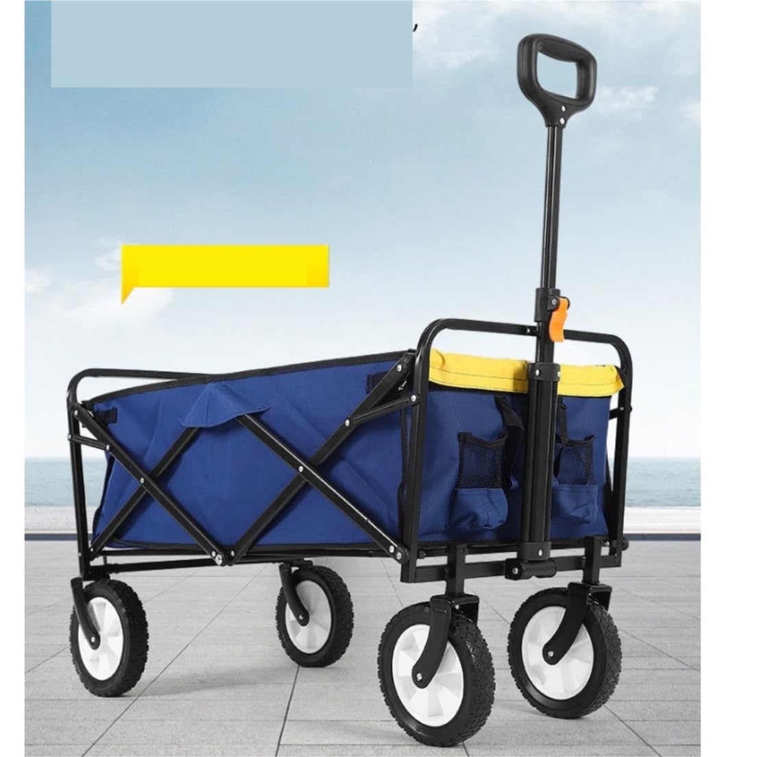 Generisch Dieser zusammenklappbare Bollerwagen mit großem Fassungsvermögen ist EIN Strandwagen mit großen Rädern und eignet Sich ideal für Camping, Garten und Outdoor-Aktivitäten.