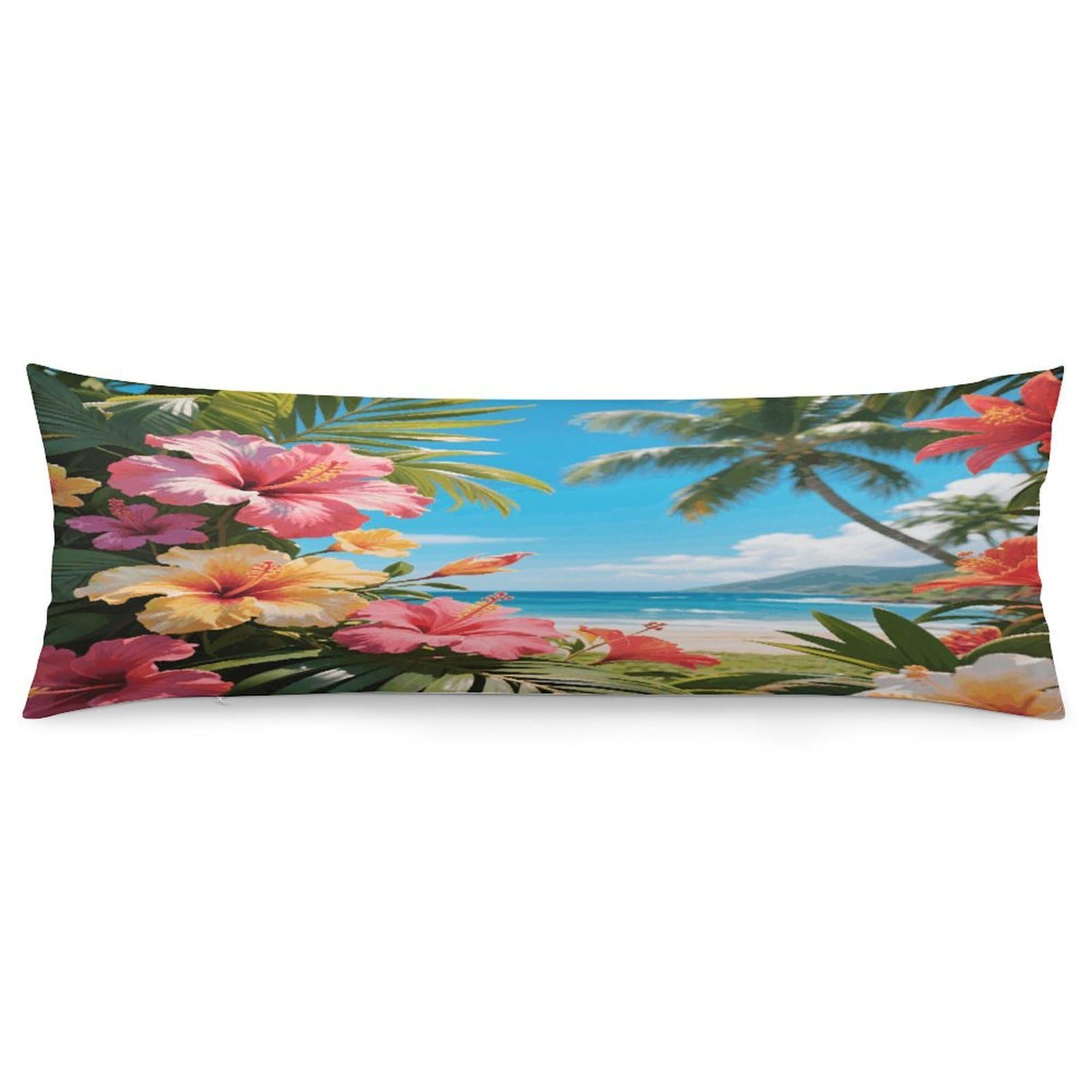 VstaDank Hawaii Floral Tropic Pillow Cover Decorative Lumbar Pillow Cover 19x53 Inch Long Body Pillows Case Soft Luxury Decorative Throw Pillowcase for Couch Sofa Bedroom Car Decor Pillowcover