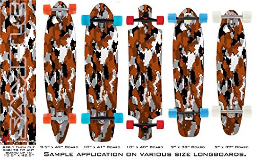 WraptorCamo Digital Camo Burnt Orange - Decal Style Vinyl Wrap Skin fits Longboard Skateboards up to 10