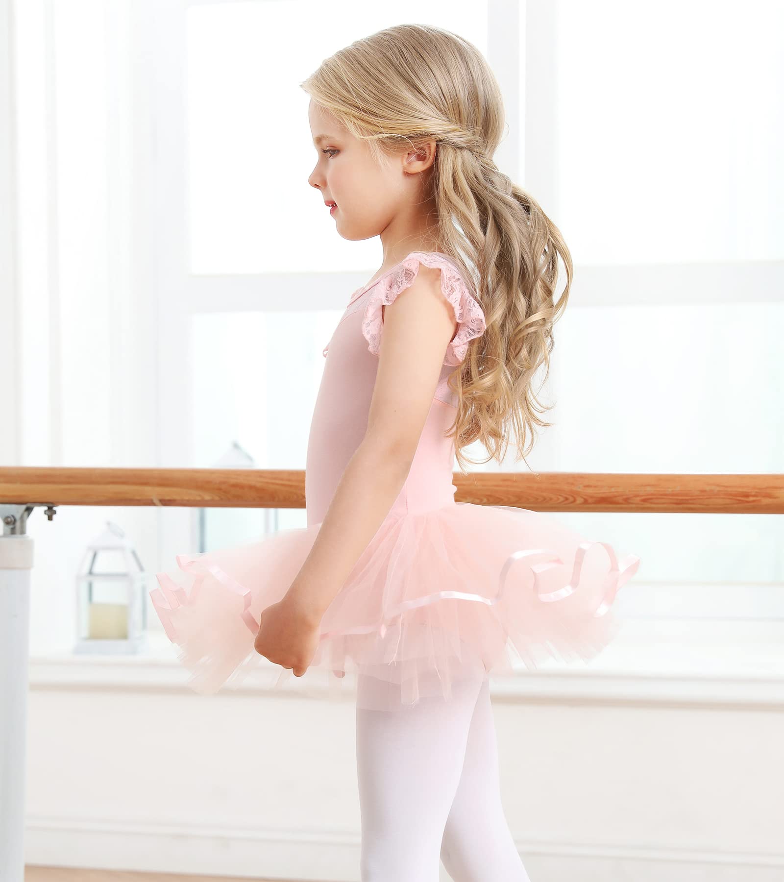 Mädchen Ballettkleidung Ballettkleid Baumwolle Tanzkleid Tutu Ballett Tütü Kinder Balletttrikot mit Rock Ballerina Kleid