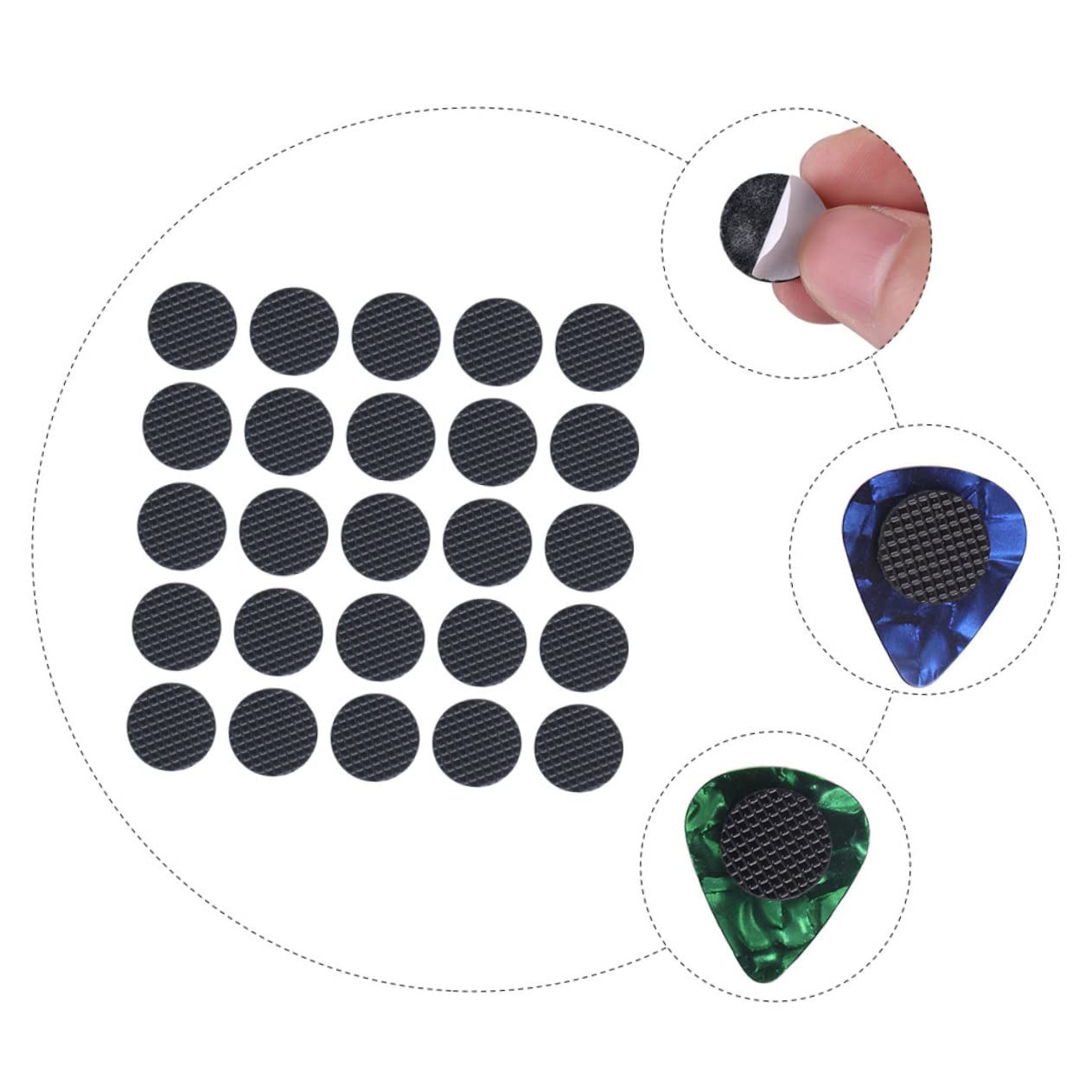 Supvox 5 Sets Gitarrenplektrum-griffe Bequeme Selbstklebende Gummiplektren Für Gitarristen Musiker Gravierte Plektrumhülle 40 Stück * 5