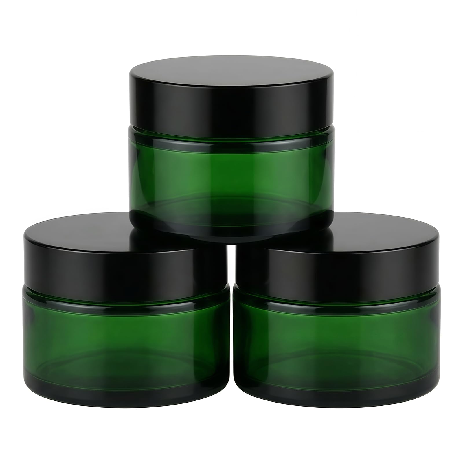Kunyos Green/Cream/Black 3X Empty Glass Lotion Jars Bottle With Cap (50G/1.7Oz)