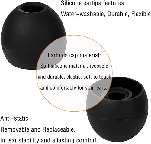 Miniatura 5 de WKYMY 18 pares de puntas de silicona para auriculares de repuesto para auriculares intraurales (agujero interior de auriculares de 0.150 in a 0.217