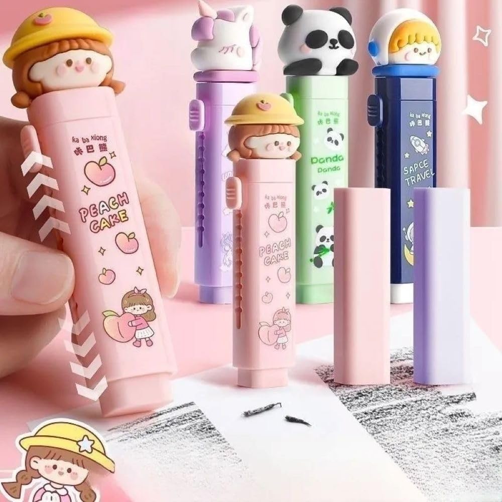 Krupasadhya Unicorn Cutter Shaped Eraser Set for Kids, Cartoon Pencil Eraser for Writing, Drawing & Office School Supplies, Stationary Set, Fancy Birthday Return Gift, Sliding Cute Erasers. 4