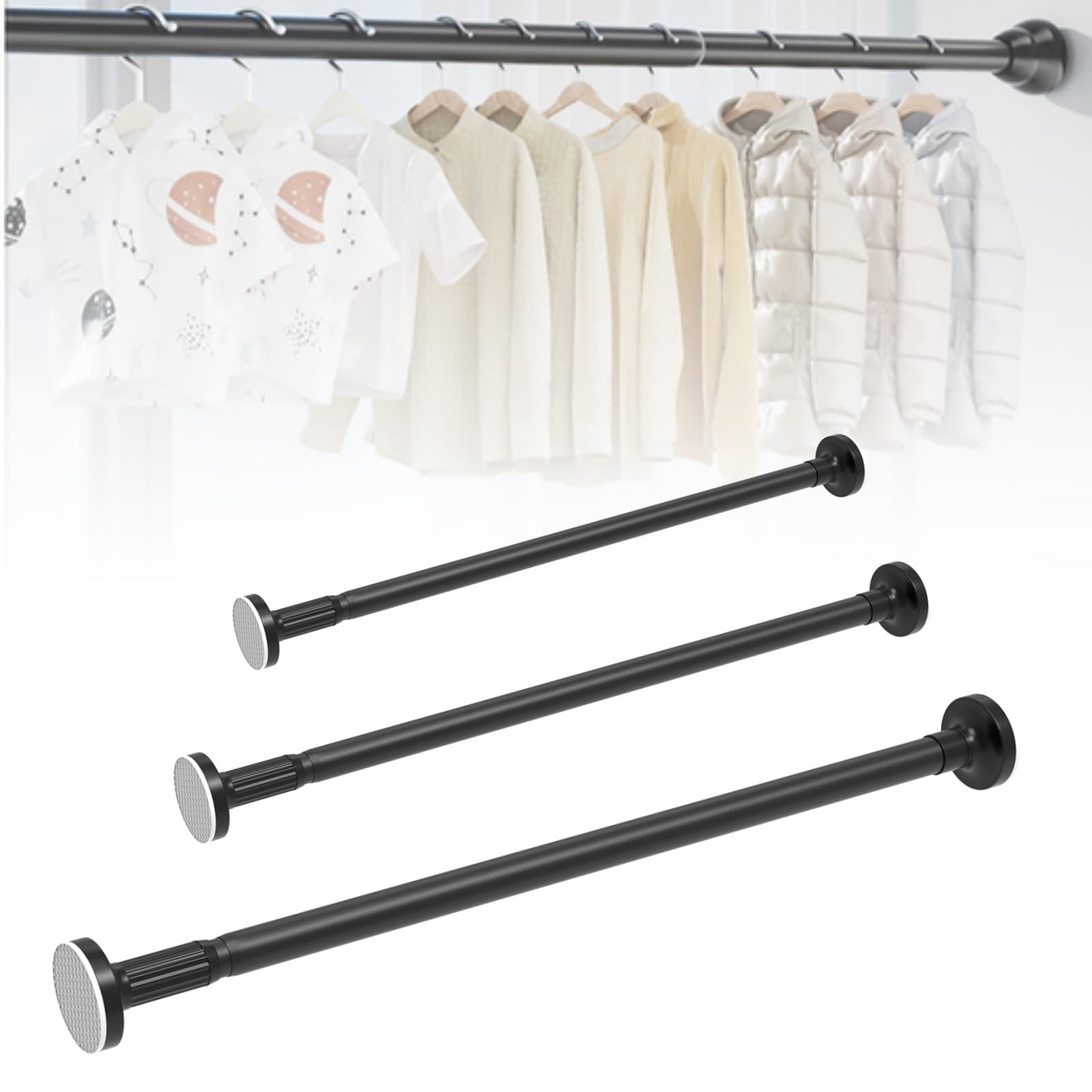 Tension Rod for Curtains 70-120cm Extendable Shower Curtain Pole, Adjustable Clothes Rail Pole,Without Drilling, for Bathroom,Window,Kitchen,Wardrobe