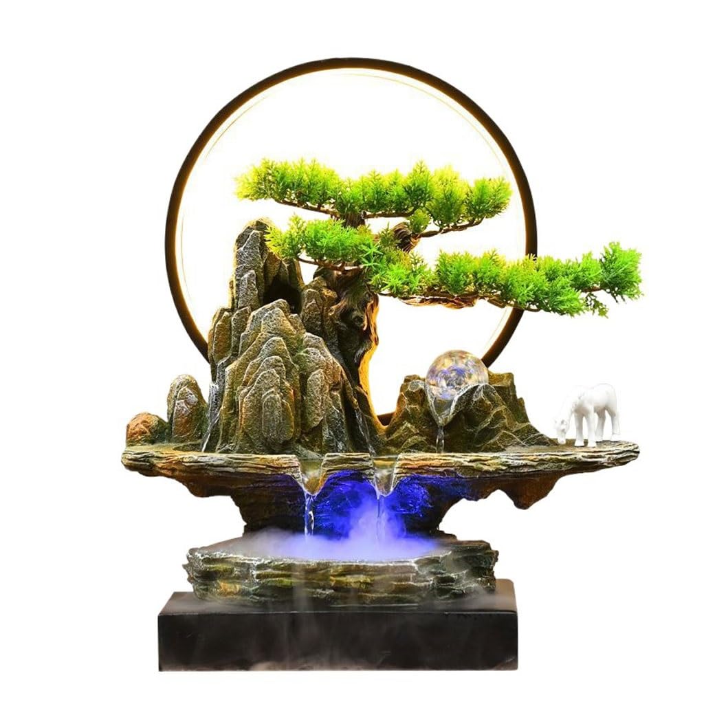 Fuente Decorativa de jardín, Fuente de Agua con Cascada, de cerámica, Feng Shui Zen, decoración para salón, Dormitorio, Oficina
