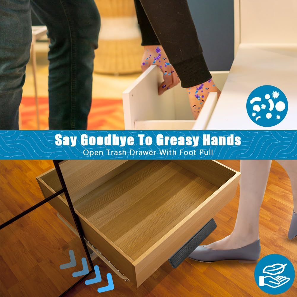 zxbaers Cabinet Foot Pull with Adhesive and Screws, Foot Pull for Trash Cabinet Drawer, Handless Handle for Cabinet, Comfortable for Barefoot Use