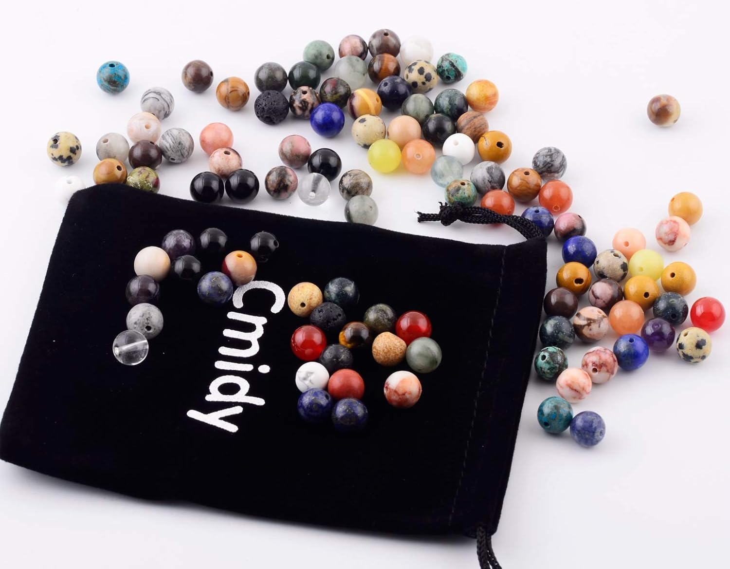 Natural Stone Beads 100pcs Round Genuine Real Stone Beading Loose Gemstones Hole Size 1mm DIY Smooth Bead for Bracelet Necklace Earrings Jewelry Making(Natural Stone Beads Multicolor, 8mm) - Image 3
