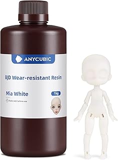 Anycubic BJD Wear-Resistant 3D Drucker Harz, Authentische BJD Hautfarben, Anti-Vergilbung & Kratzfestes UV-Resin für Kugelgelenkpuppen, Hohe Präzision & Einfaches Makeup (Mia White, 1 kg)