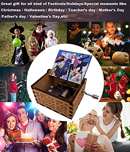 Caixa musical de madeira gravada em formato de castelo com uivo, caixa de presente para Natal, anive