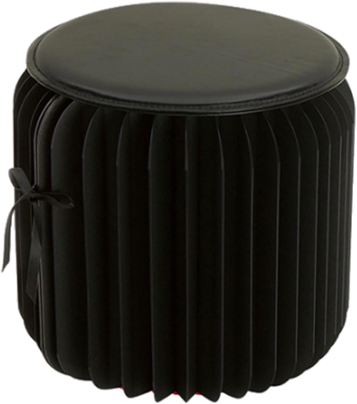 Paper Folding Stool with PU Cushion Folding Paper Chair Furniture for Home Portable Honeycomb Furniture Foot Stool Round Stool (Brown) (Black)