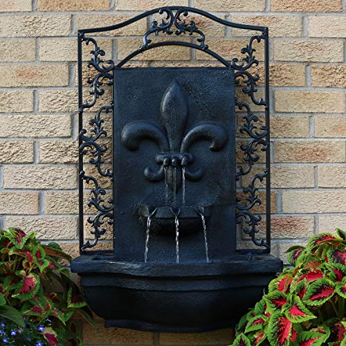 Image of Sunnydaze French Lily 33-Inch Electric Outdoor Wall Water Fountain - Lead