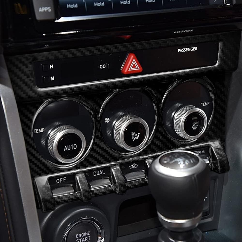 AIRSPEED Auto Consoles Cover Carbon Fiber Central AC Warning Light Switch Panel Central Multimedia Cover Sticker for Subaru BRZ Toyota 86 2013-2020, Black