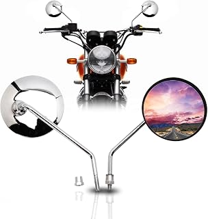 10mm Motorcycle Scooter Mirror, Chrome Motorcycle Mirror for Cafe Racer Shadow Rebel 250 Nighthawk VTX1300 1800 CB500 550 600 650 750 900 1000 Cruiser
