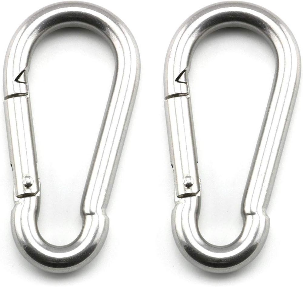 heyous 2 Set M8 Suspension Ceiling Wall Mount U Hook Anchor Hanger Stainless Steel Heavy Duty Multi Purpose Hammock Swing Ceiling Hook Strip Base Plate with Snap Hook image 3