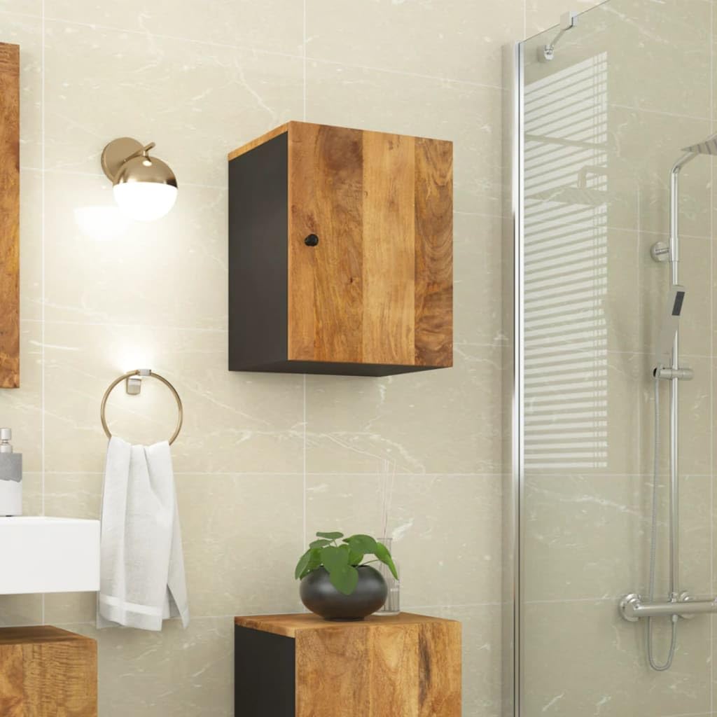 Mueble de pared para baño pequeño de madera de mango con almacenaje vertical