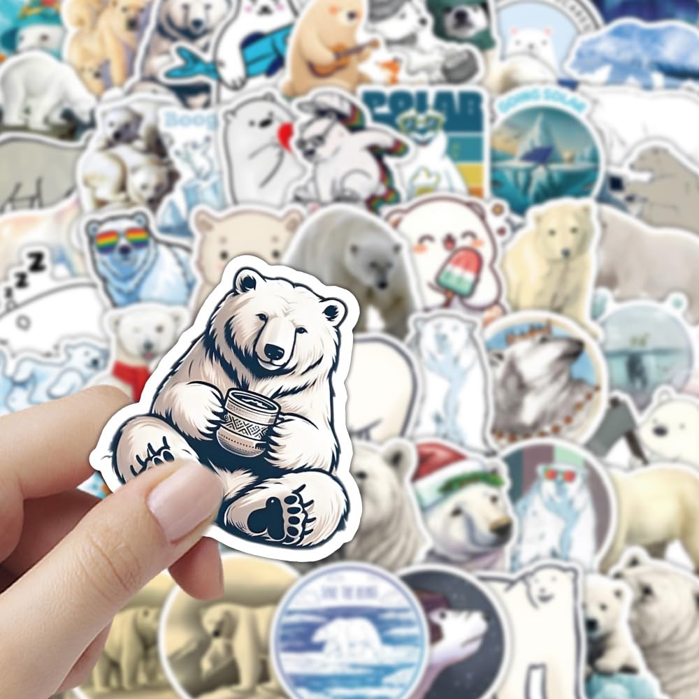 50 Pieces Funny Polar Bear Stickers for Water Bottle - Image 3