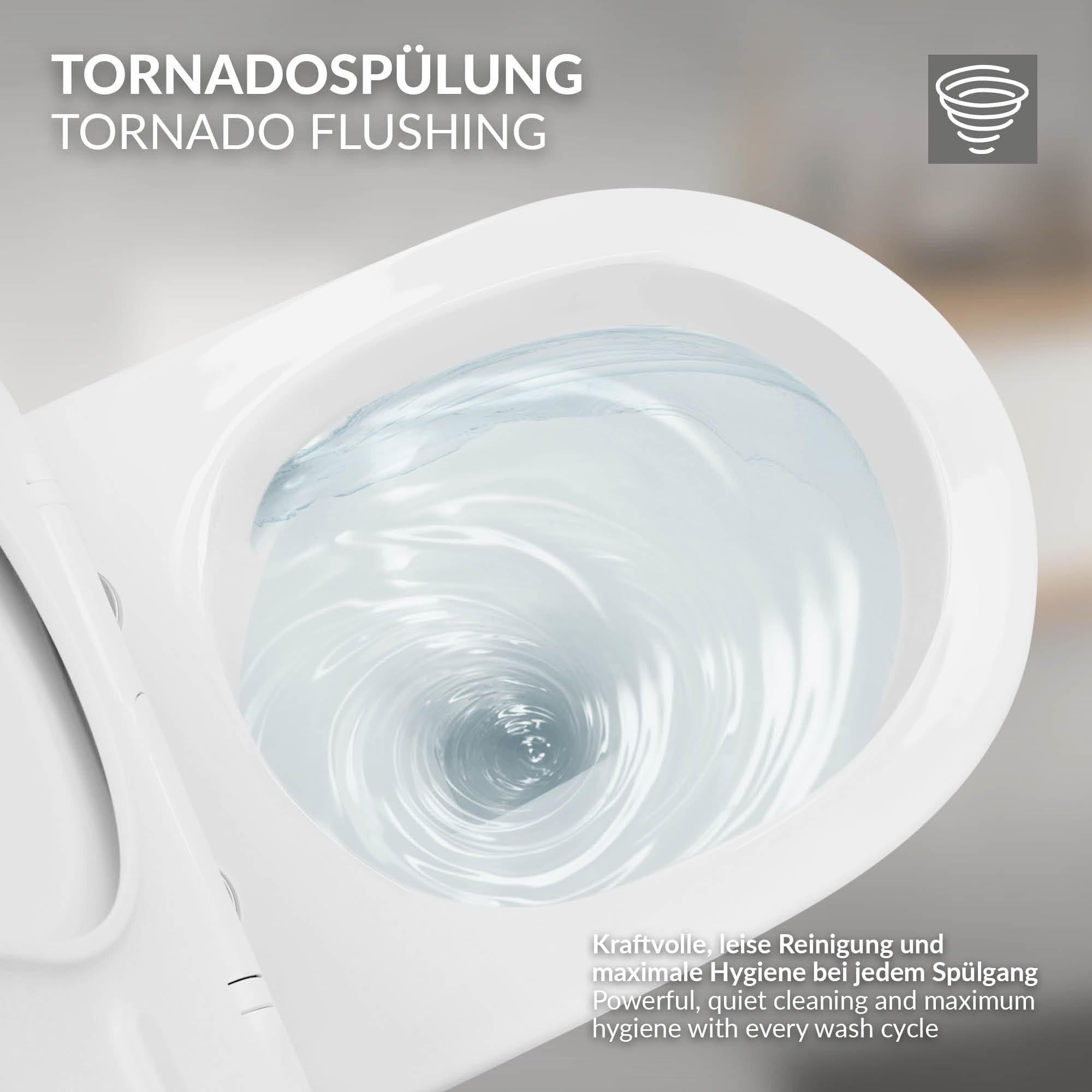 LuxeBath WC Sospeso Senza Bordo Vaso in Ceramica Bianco Corto 49 cm Risciacquo Scarico Tornado con Sedile Softclose Water Sanitari per Bagno Superficie Lucida Facile da Pulire