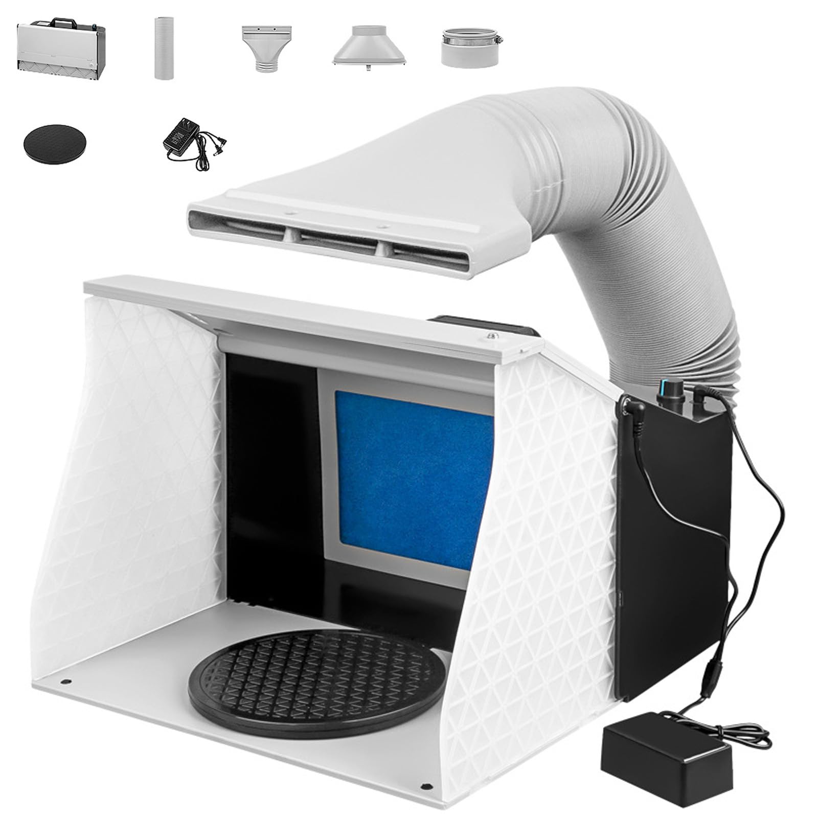Cabine pulvérisation pour aérographe double ventilateur pliable