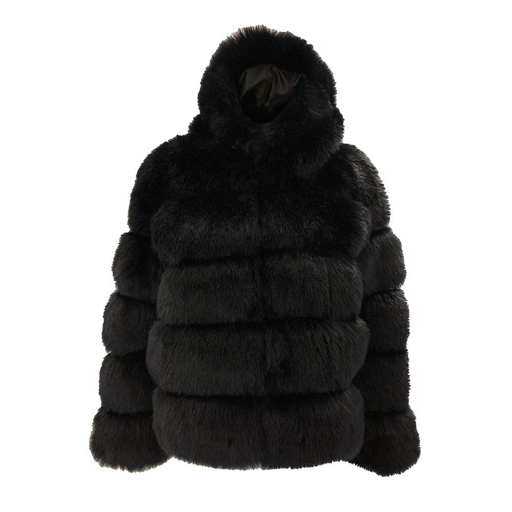 Generisch Chaqueta de forro polar para mujer, falso, invierno, con capucha, chaqueta falsa, cálida, gruesa