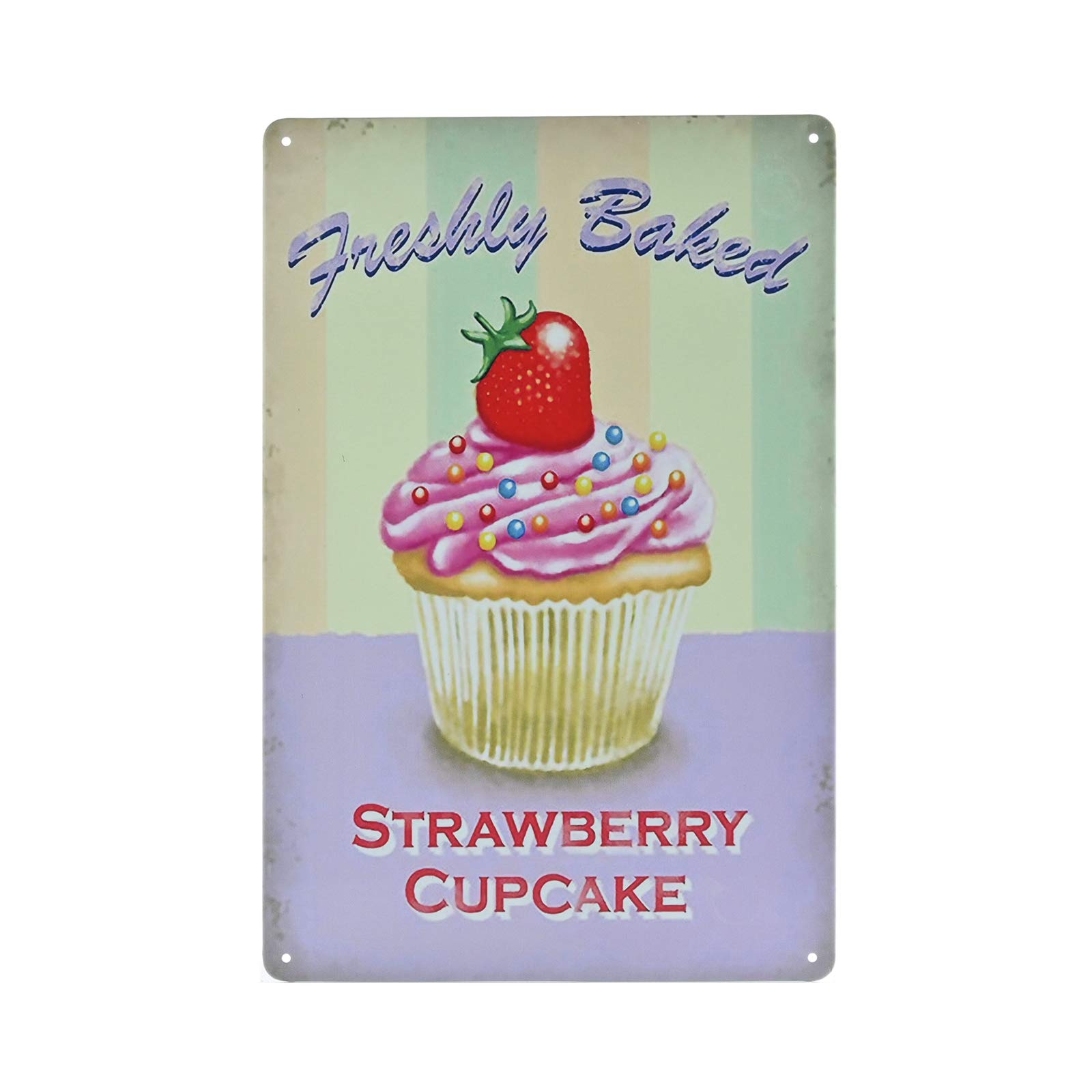SMAZDFXX Vintage Metal Sign Strawberry Cupcake Tin Sign Bakery, Dessert Shop Fun Food Wall Decor 5.5"x8"