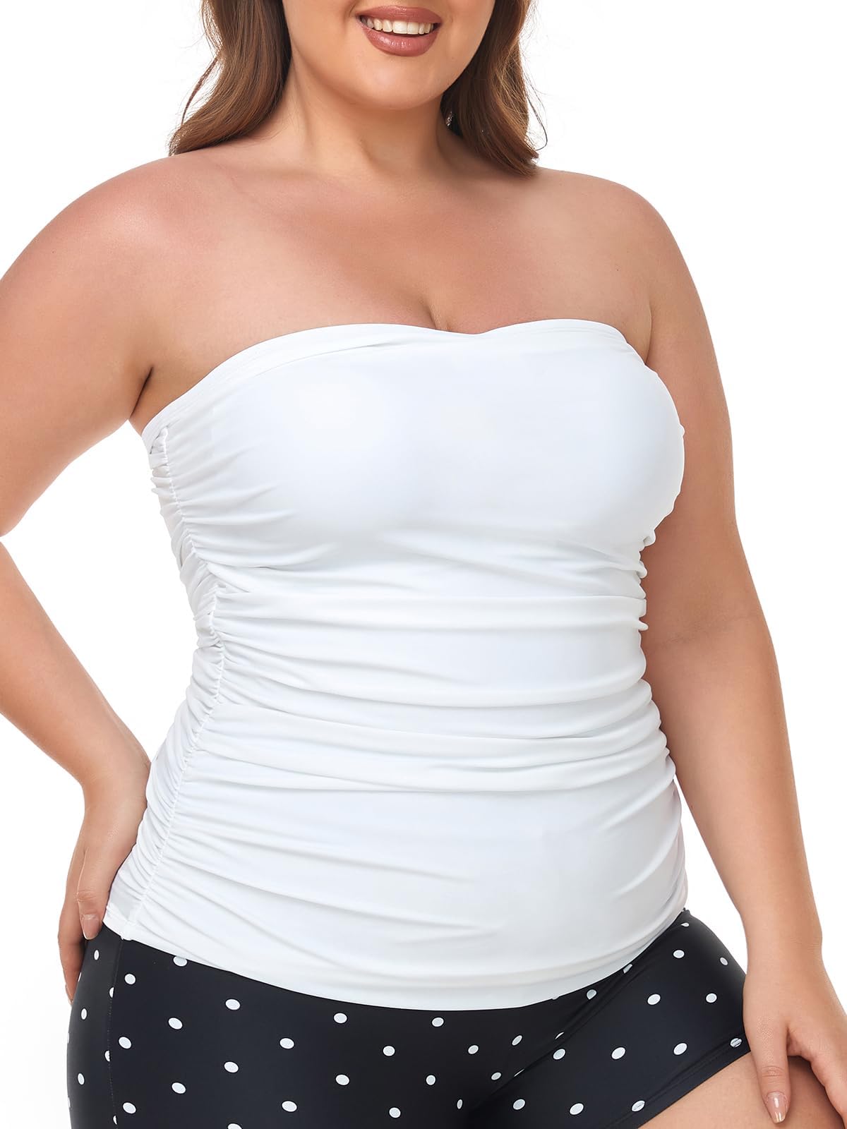 Ocean Blues Damen Bandeau Tankini-Oberteil mit Bauchkontroll-Effekt | Bade-Oberteil ohne Träger
